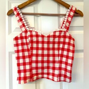 Red gingham spring picnic shirt